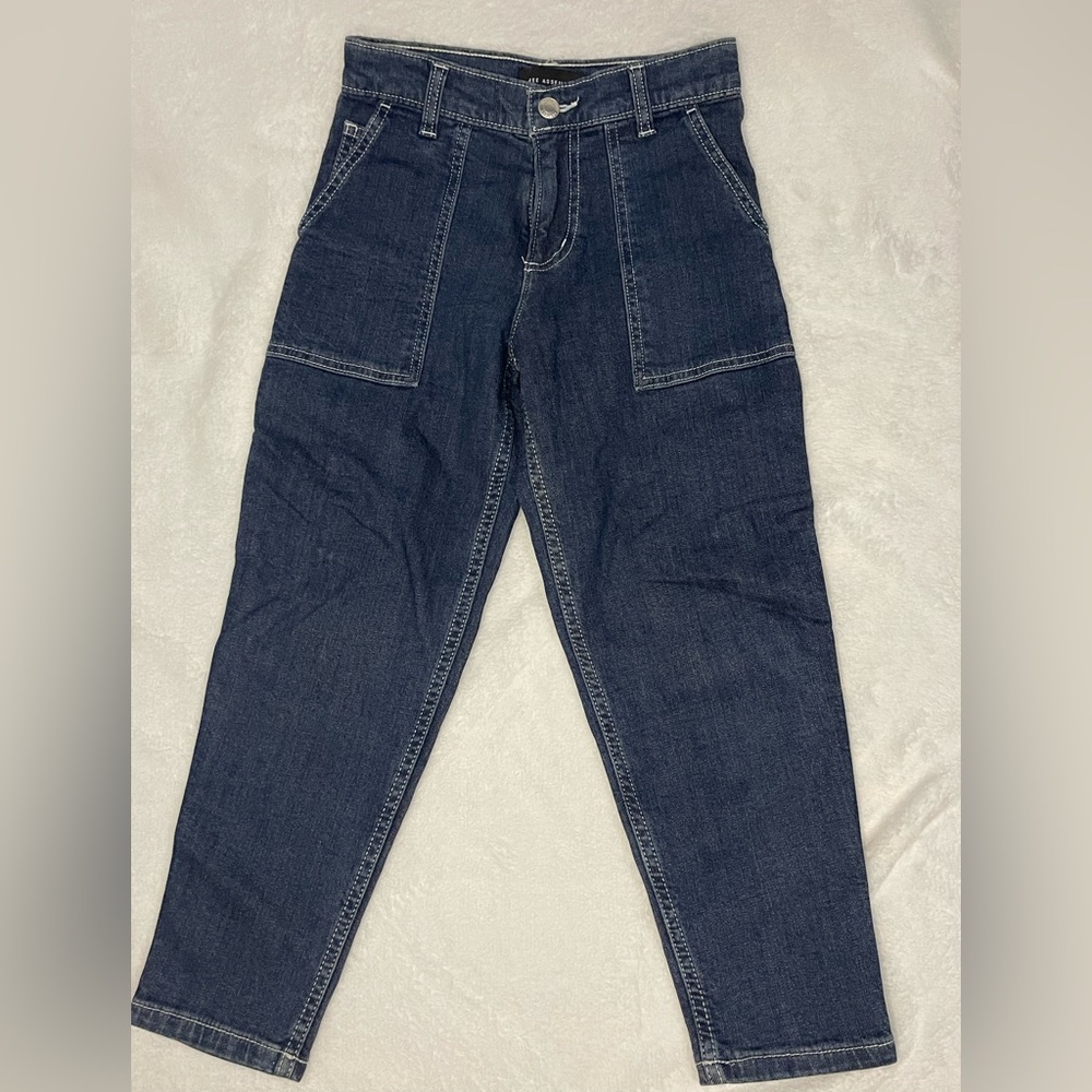 Boys Free Assembly Cargo Jeans Size 7 Blue Denim Adjustable Waist Wide Leg